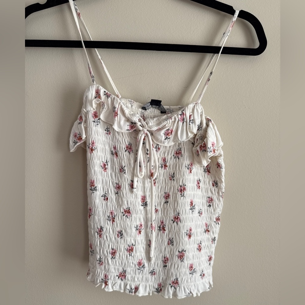 Floral White Smocked Top